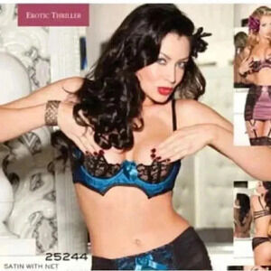 Shirley of Hollywood vintage inspired balconette lace  caged bralette 36